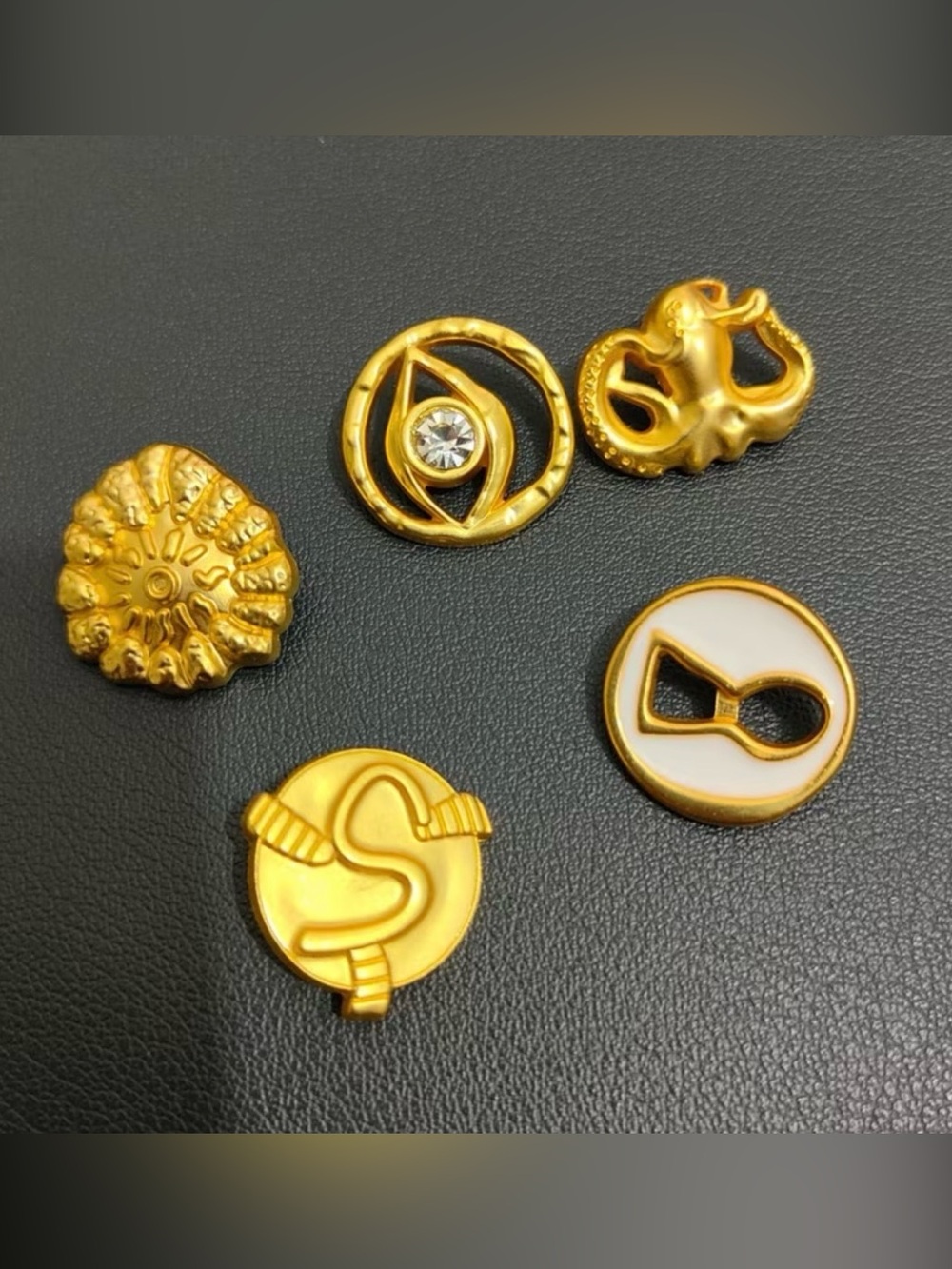 Schiaparelli Inspired Gold Metal Decorative Buttons